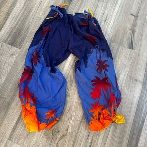 Slit slax tropical skyline pants